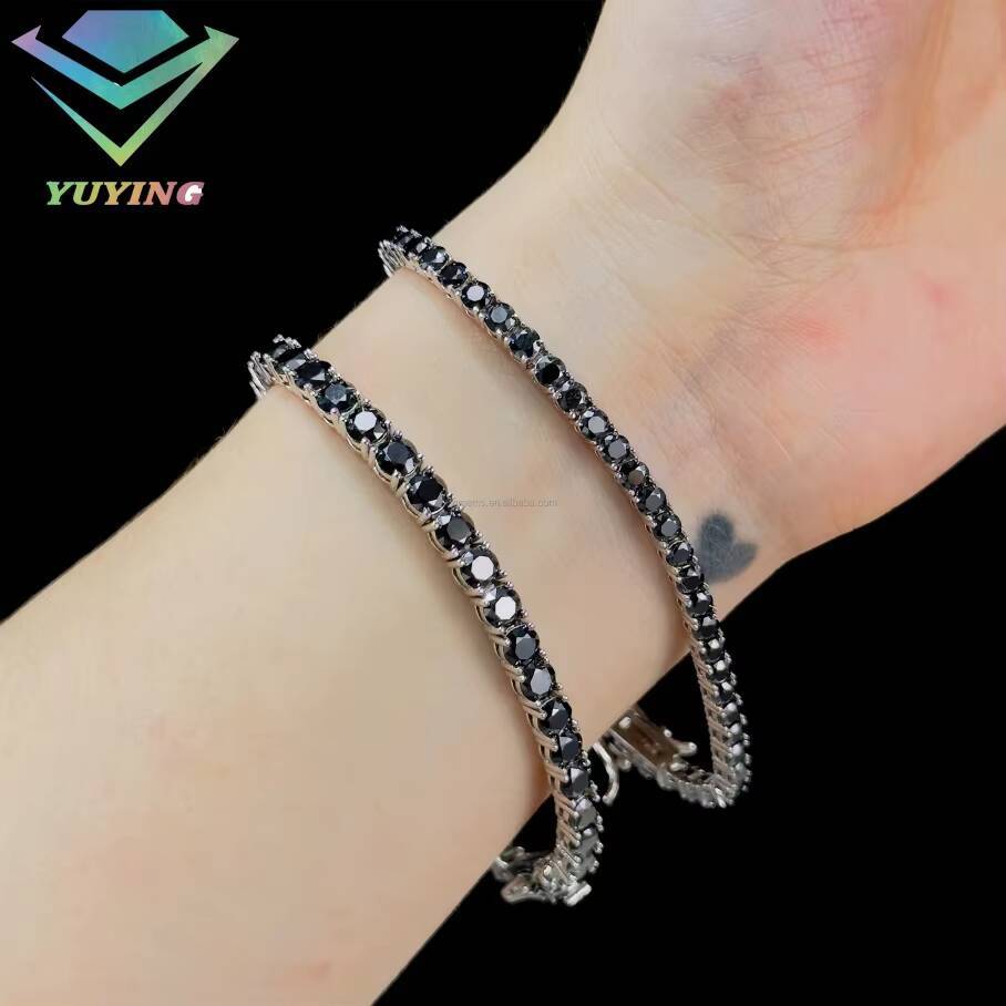 Hot Sale Mystic Black Diamond S925 Silver 2mm to 65mm Prong Setting Tennis Bracelet Tennis Chain Jewelry Bracelets