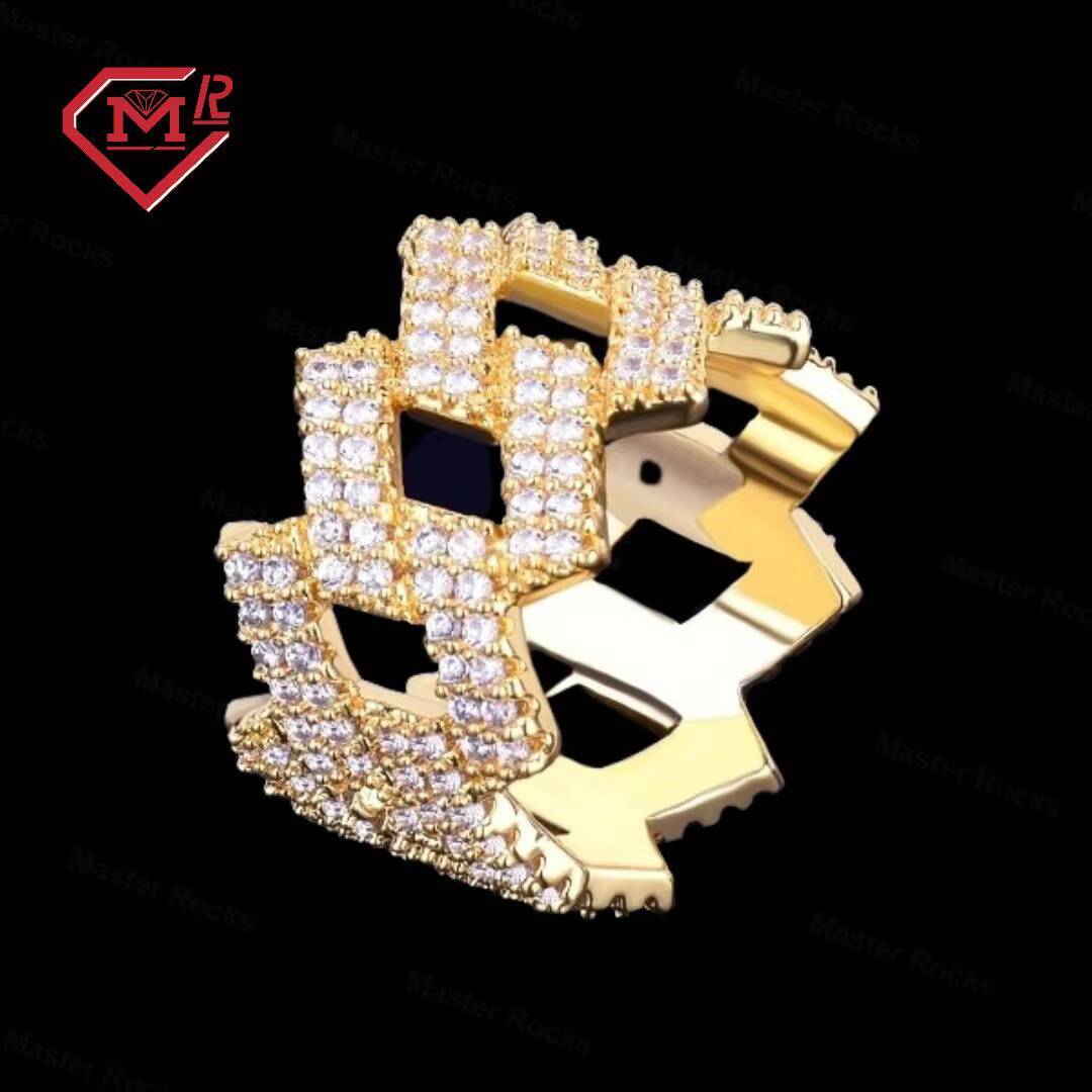 HIphop Custom Cuban Moissanite Ring Sterling Silver 925 Customized Moissanite Ring Men Gra Certificiton