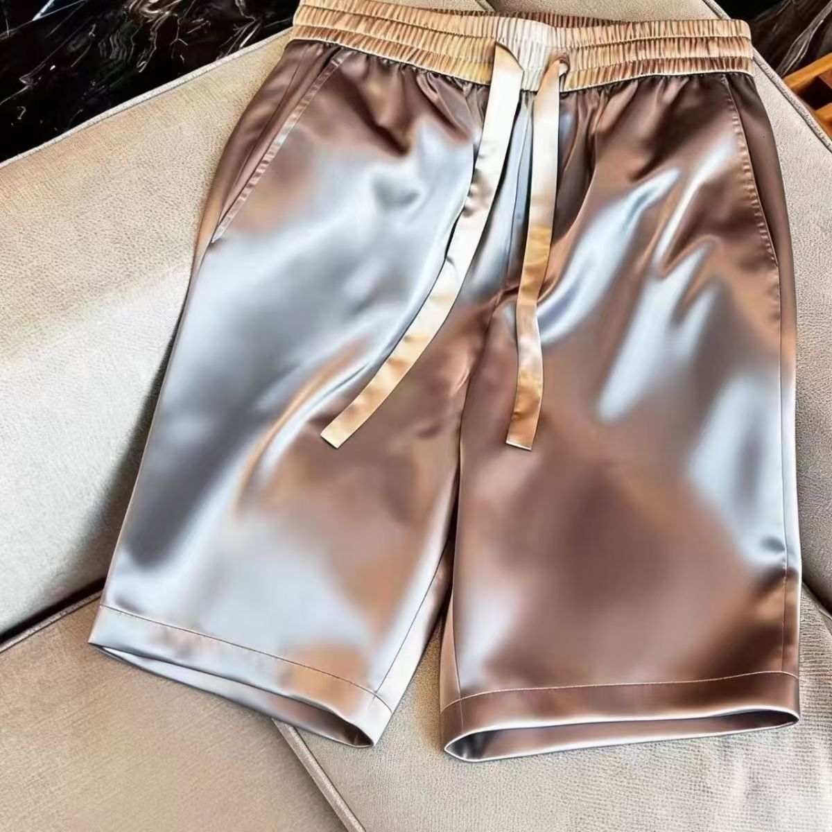 2026 Designer Style Summer Luxurious Fashion Acrylic Satin Shorts For Men - Soft And Comfortable Straight Five-piece Pants For Couples - High-class Co