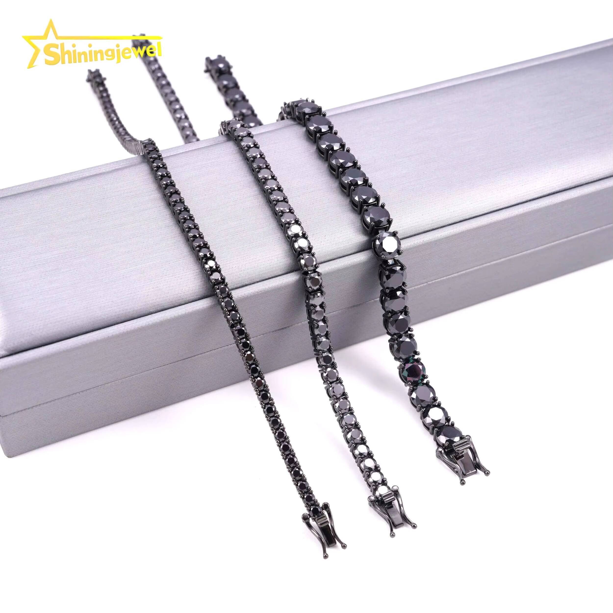 Hip Hop Jewelry 925 Sterling Silver Fashion Necklaces 2mm 3mm 4mm 5mm 65mm Iced Out VVS Moissanite Tennis Chain Necklace