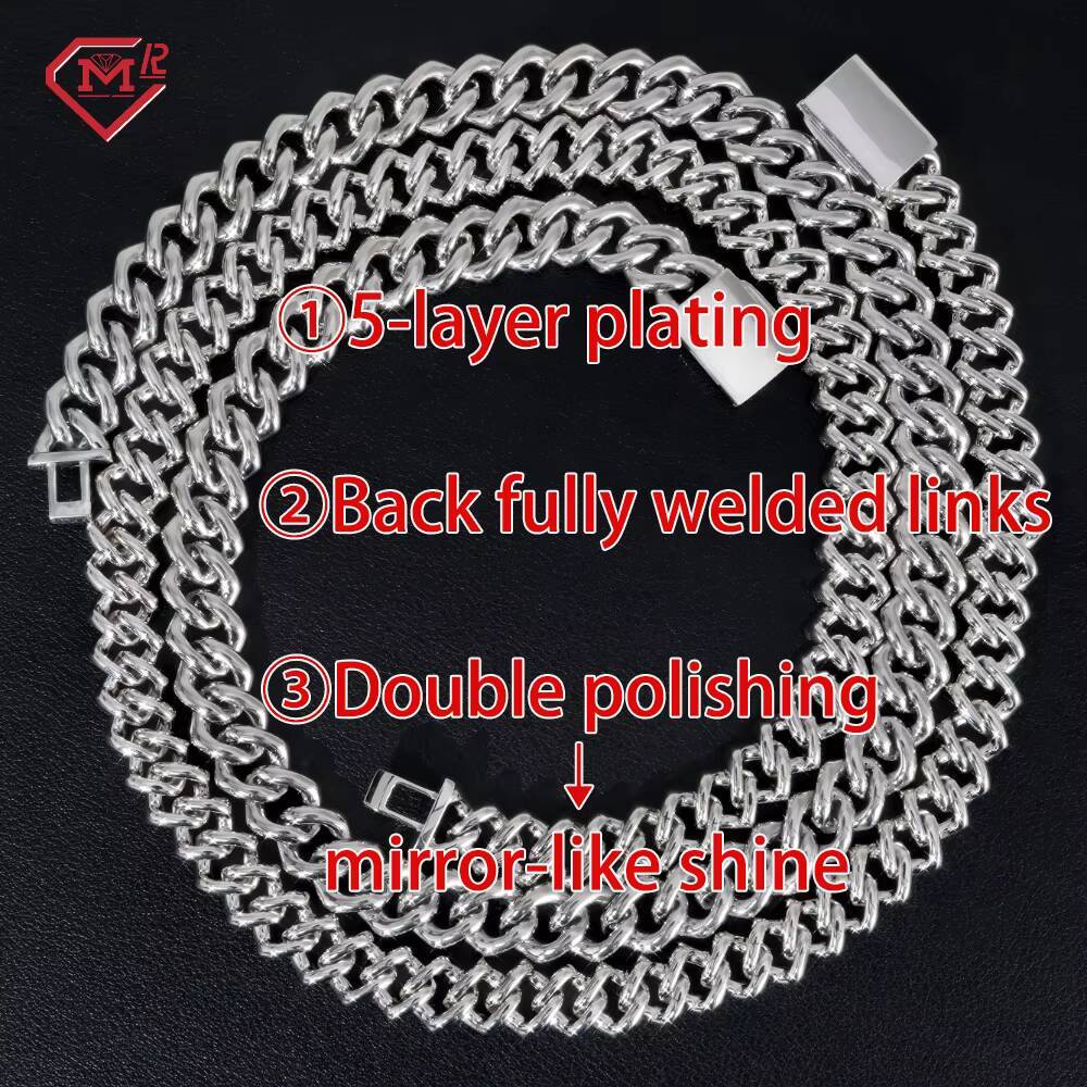 3 Days Dispatch 10mm 12mm 14mm Moissanite Cuban Link Necklace 925 Silver Moissanite Cuban Chain