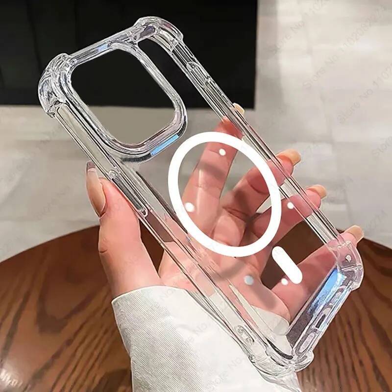 Magnetic Wireless Charger Magsafe Transparent Case For iPhone 17 11 12 13 14 15 16 Pro Max Plus Shockproof Soft Bumper Cover ddmythur