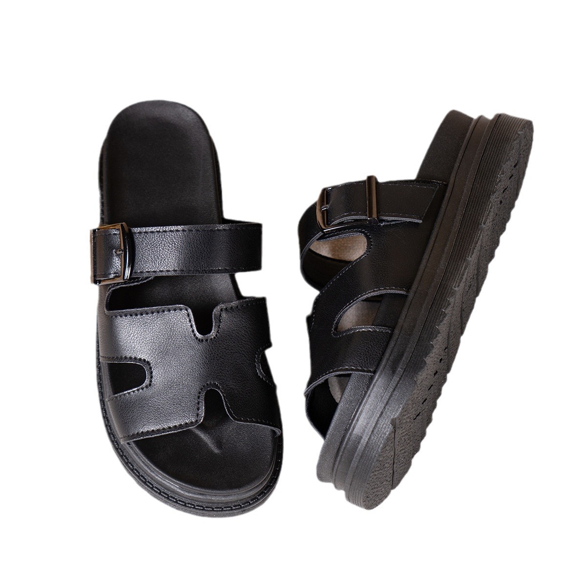 Summer New Large Size Women's Thick-Soled Buckle Sandals European And American Casual Slippers For Women