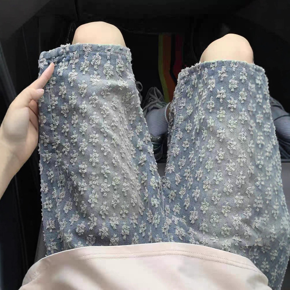 Designer Luxury 2026 Retro Straight-leg Denim Shorts For Men Summer Jacquard Ripped Design Loose Casual Mid-length Pants