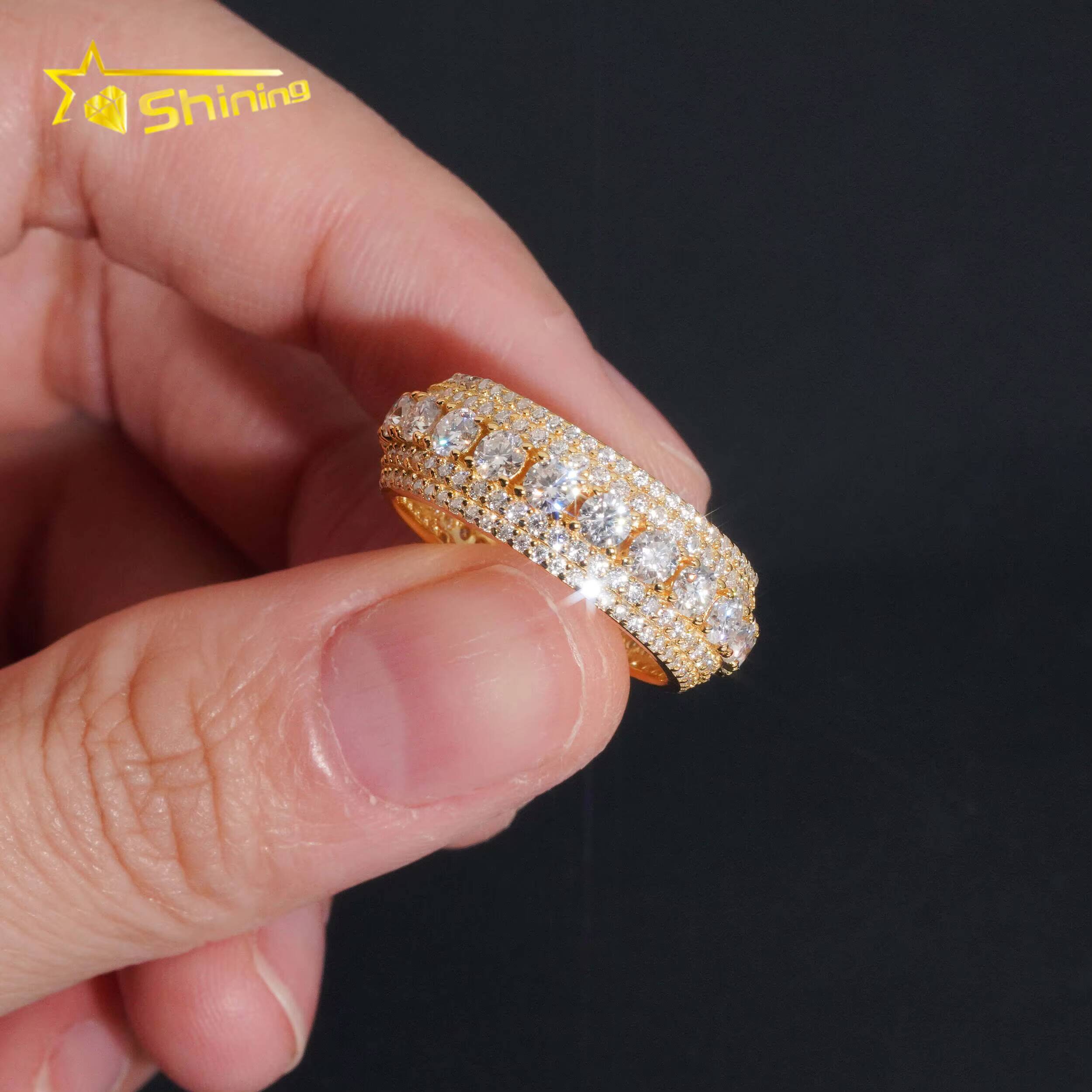 925 Sterling Silver Moissanite Jewelry Iced Out Hip Hop Men Full Diamond Ring Custom Fashion Moissanite Ring