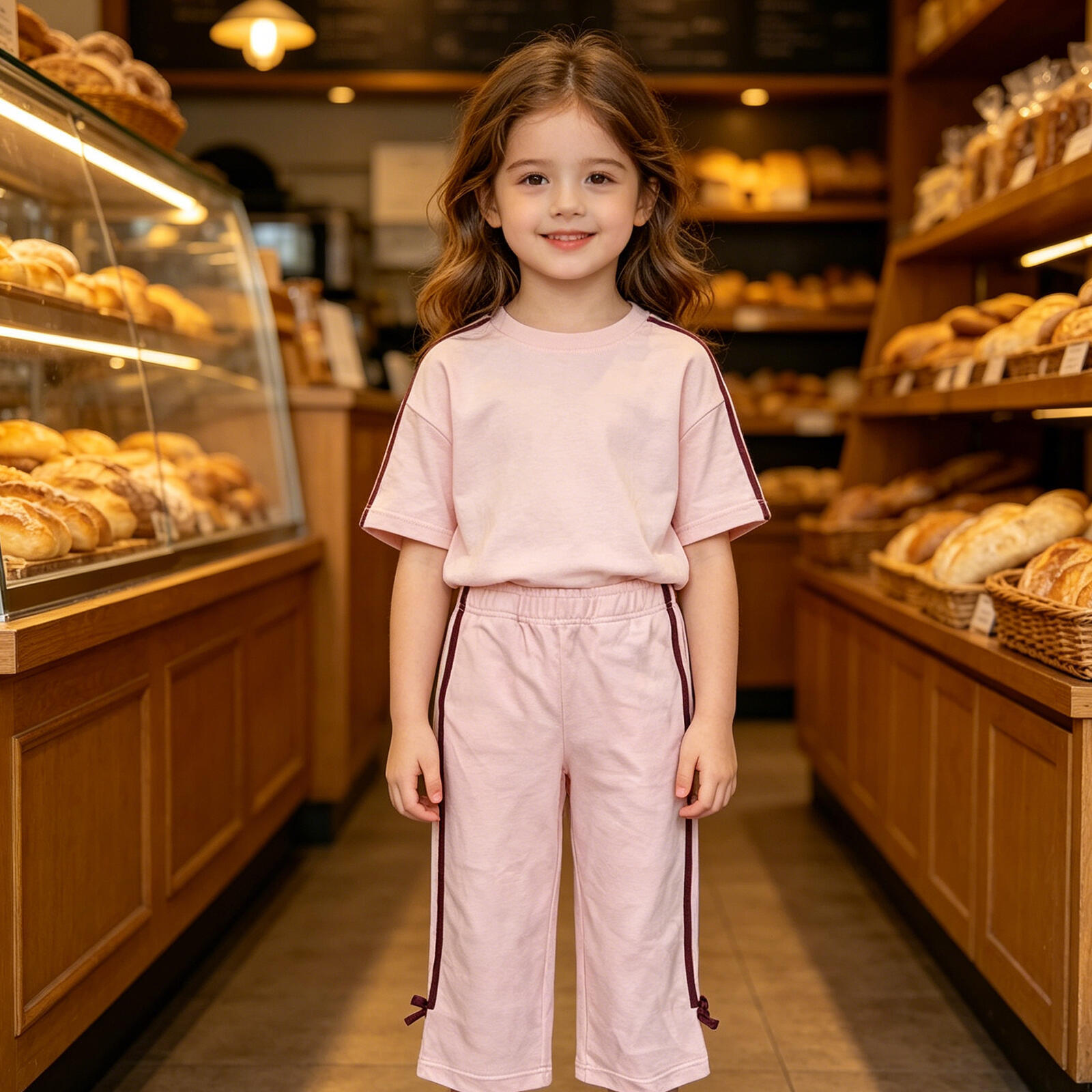 Kids Girls Soft Fleece Pants with Side Stripe & Bow Detail, Casual Elastic Waist Trousers for Toddler