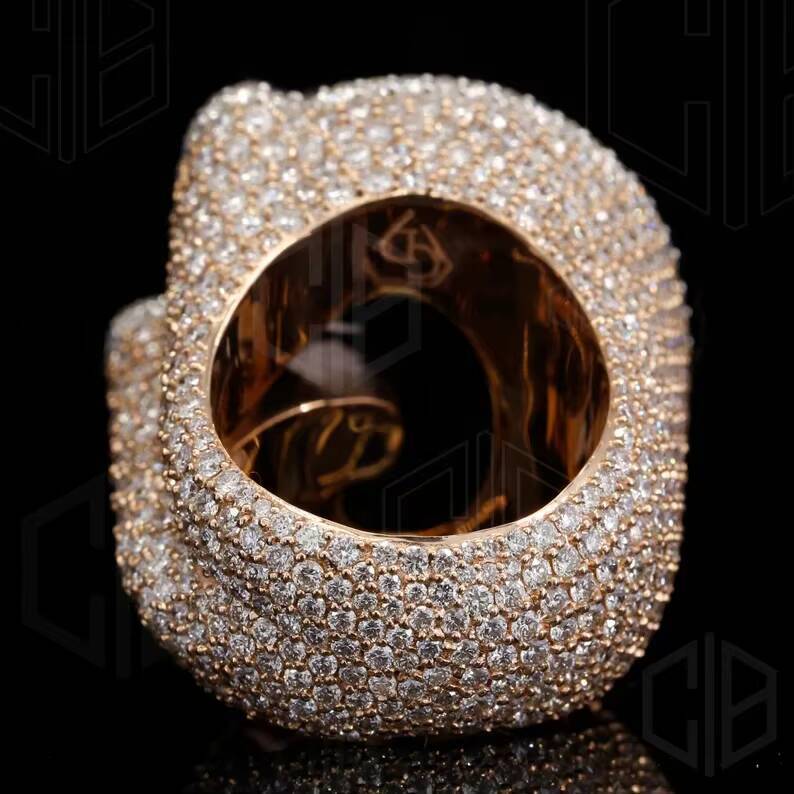 Hiphop Moissanite Letter Ring Men 925 Sterling Silver Custom Letter Iced Out VVS Baguette Diamond Moissanite Ring