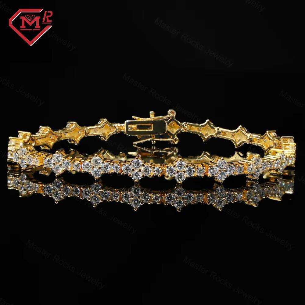 Moissanite Cross Tennis Bracelet S925 Yellow Gold/Rose Gold/Silver VVS Iced Out Custom Moissanite Bracelet