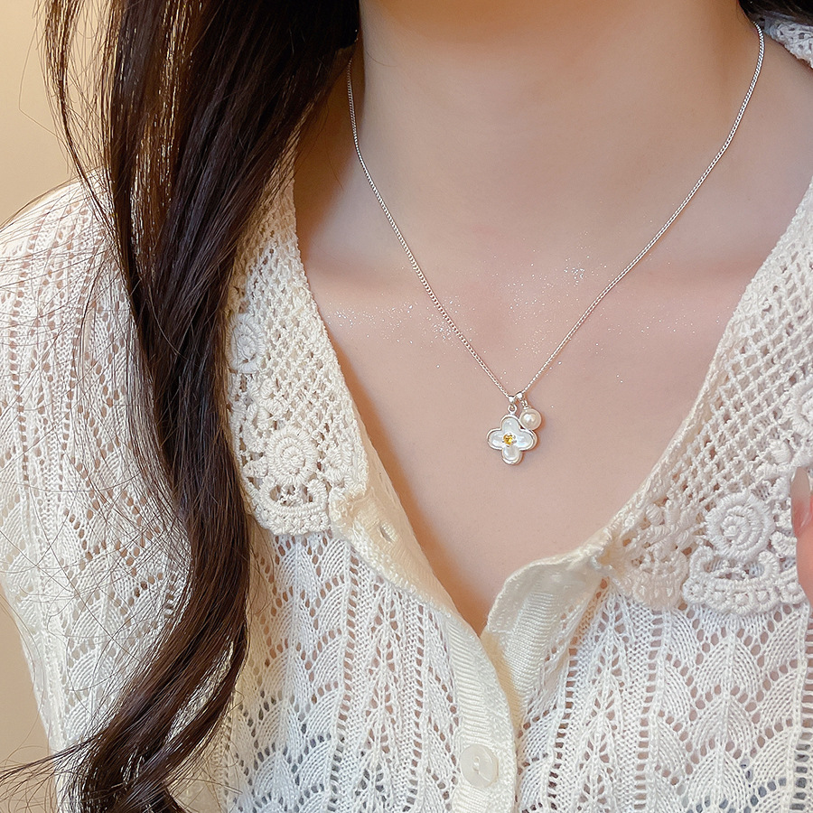 Korean-style fashionable, fresh, and simple floral collarbone versatile plain necklace elegant necklace - view 7