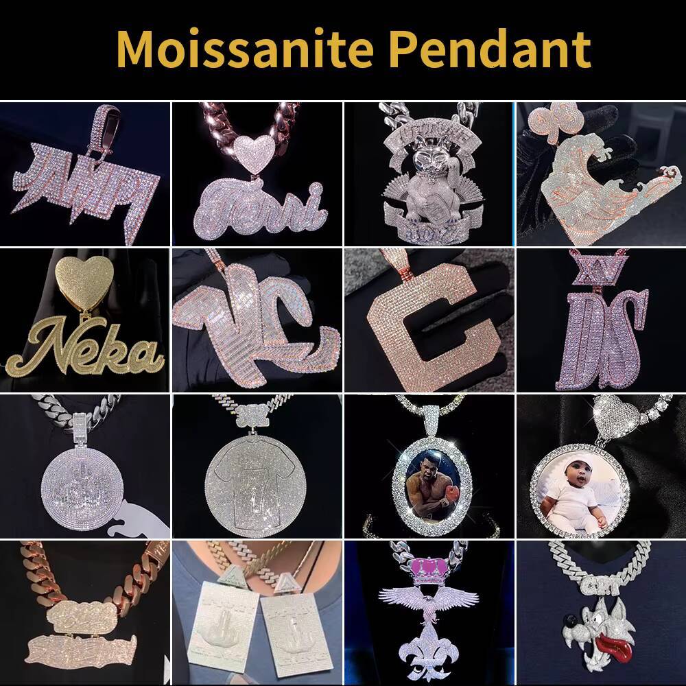 Hot Sale Moissanite Cross Pendant S925 Silver Gold Plate Hiphop Jewelry VVS Diamond Moissanite Pendant