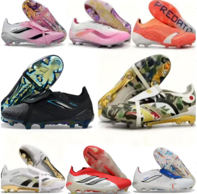 Top Quality Football Boots 25 26th Tongue Fold Laceless Laces FG Mens Soccer Cleats Comfortable Training Leather Football Shoes