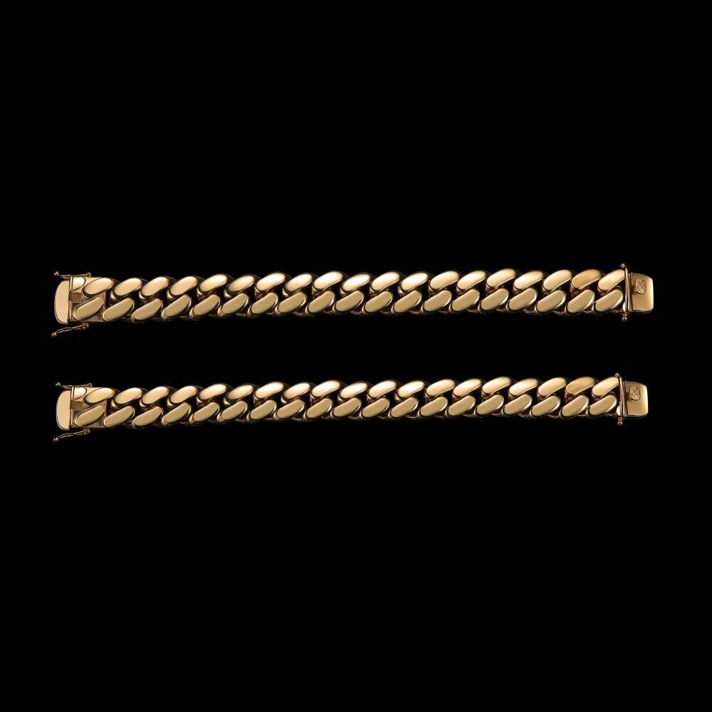 Hip Hop Jewelry Size Silver Chain Necklace Wholesale 18k Gold Plated Chunky Custom 12mm-22mm Chain 14k Gold With Cz
