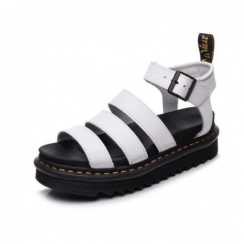 Women Black Leather Platform Gladiator Sandals, Multi Strap Ankle Buckle Adjustable Yellow Stitch Chunky Open Toe Summer Punk Gothic Casual Shoes