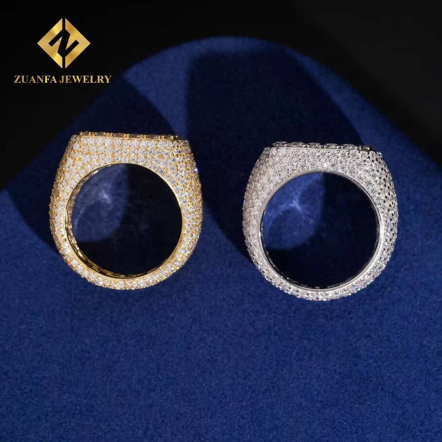 Hot Sale Jewelry New Design Round Diamond Hip Hop 925 Silver Iced Out VVS Mens Moissanite Ring