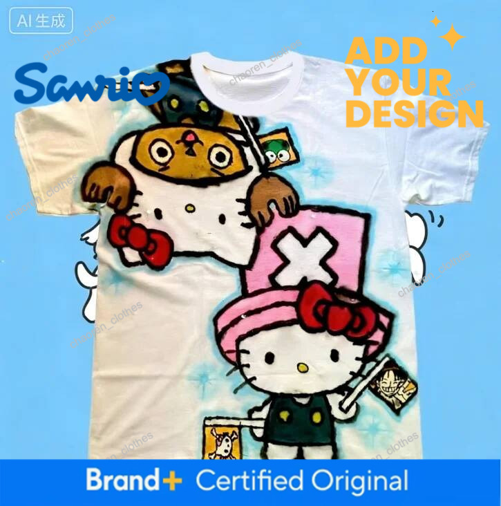2026 Summer Special Edition Fashion Hello Kitty 3D Printed Blended for Men and Women Casual Loose Round Neck T-shirt