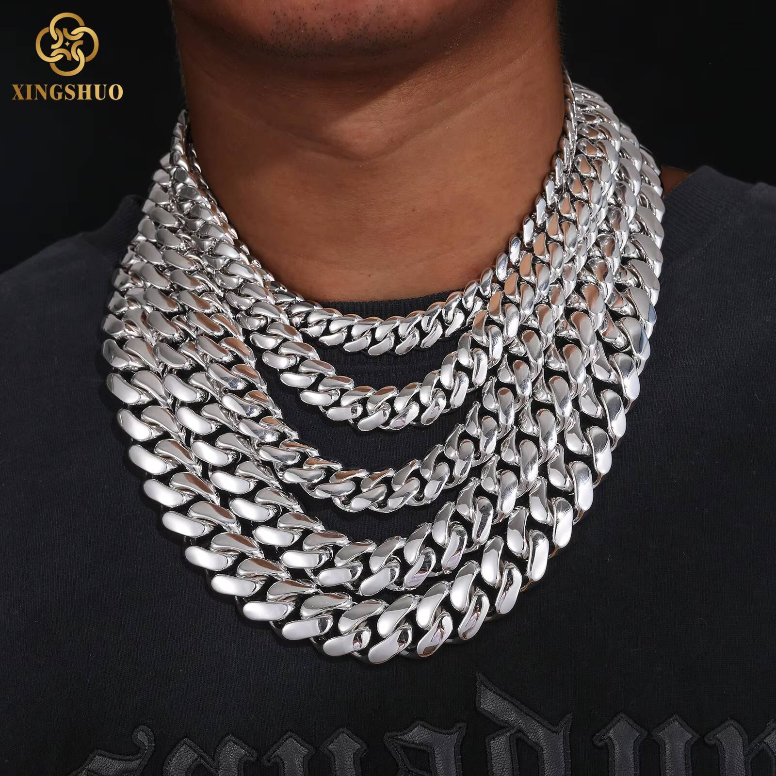 Luxury Hip Hop Jewelry 10mm-22mm Solid 925 Sterling Silver Moissanite Diamond Iced Out Buckle Miami Cuban Link Chain Necklace