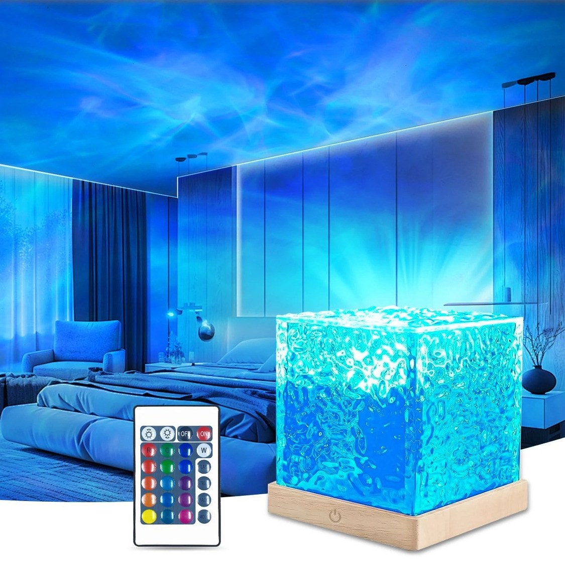 2026 Northern Ocean Wave Water Projector Light Luminorthe Lamp Lumena Lights Cube Bedroom Decor 16 Colors 250120 Free Shipping 003