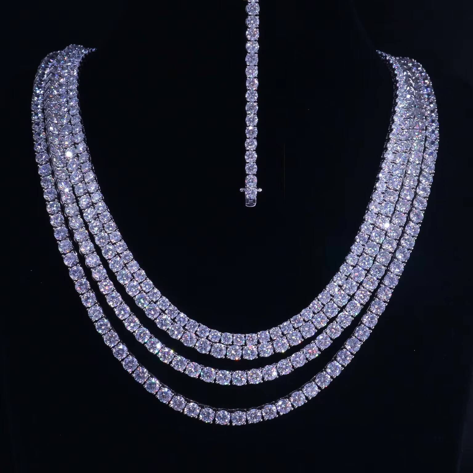 In Stock Tennis Chain 925 Sterling Silver 3mm 4mm 5mm Pass Diamond Tester Iced Out Vvs Moissanite Tennis Chain