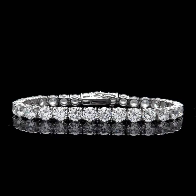 Hiphop 6mm Tennis Bracelet 925 Sterling Silver Iced Out Thick Men Bracelet VVS Moissanite Tennis Chain