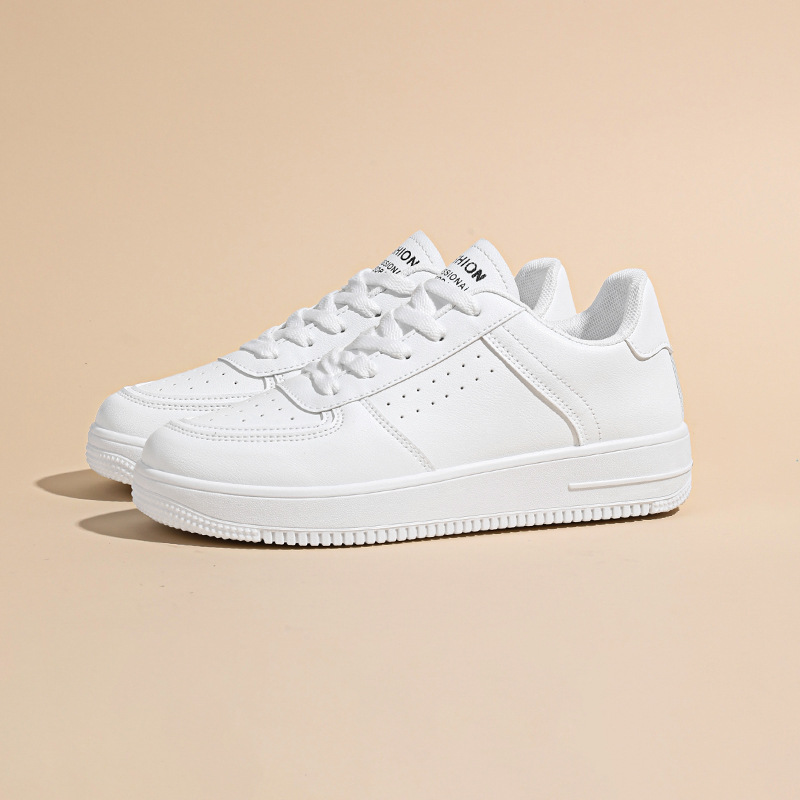 Hot selling minimalist white lace up casual low top flat sports shoes