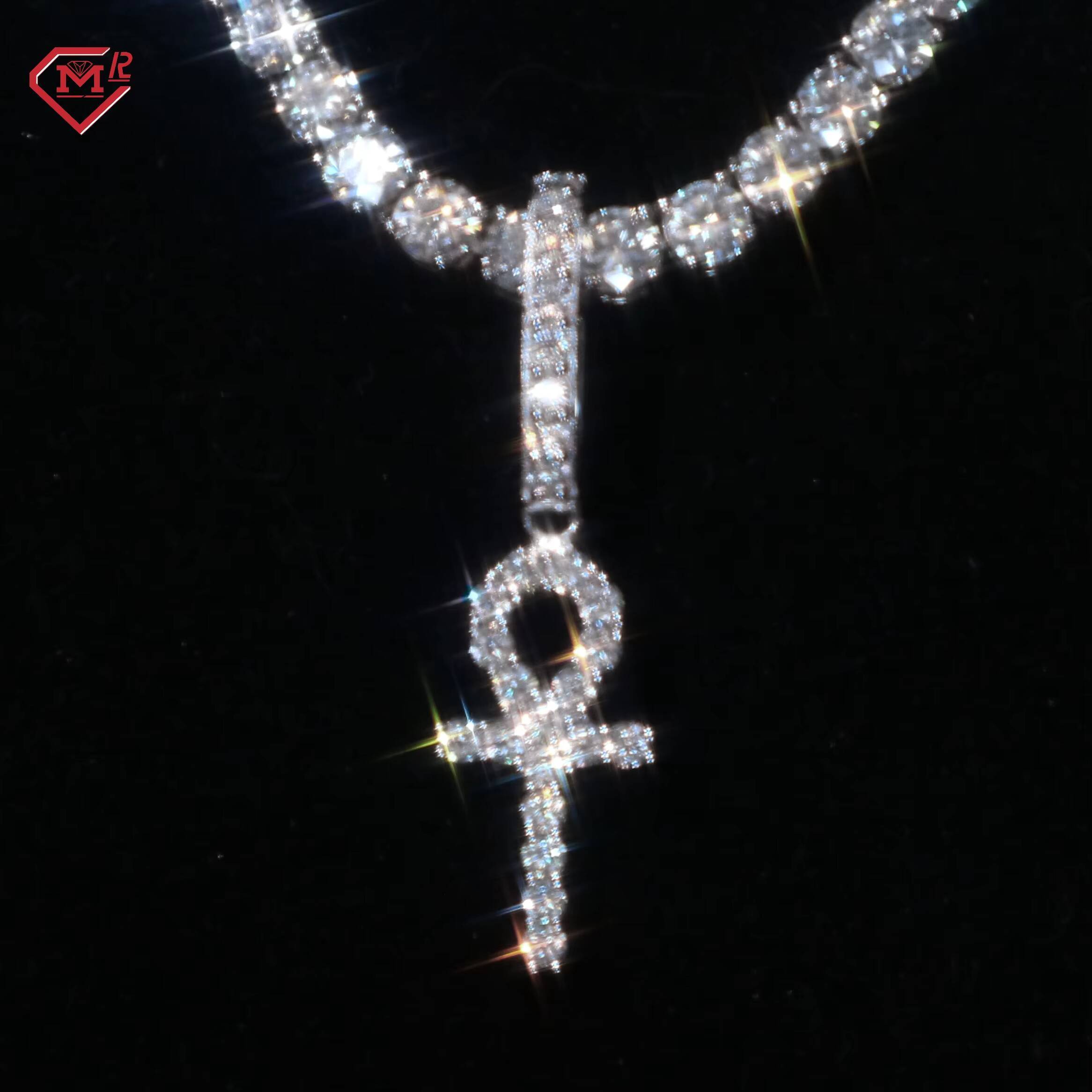 Hiphop Moissanite Cross Pendant Custom Gra Certificate 925 Silver Vvs Iced Out Moissanite Pendant