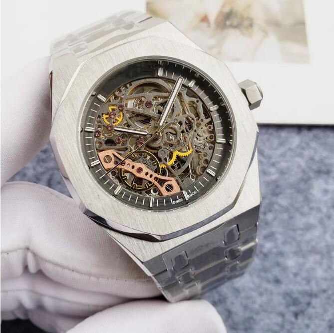 Mens Watch Sapphire Glass 42mm Skeleton Dial Automatic Mechanical Wristwatch Steel Strap Designer Master Watches