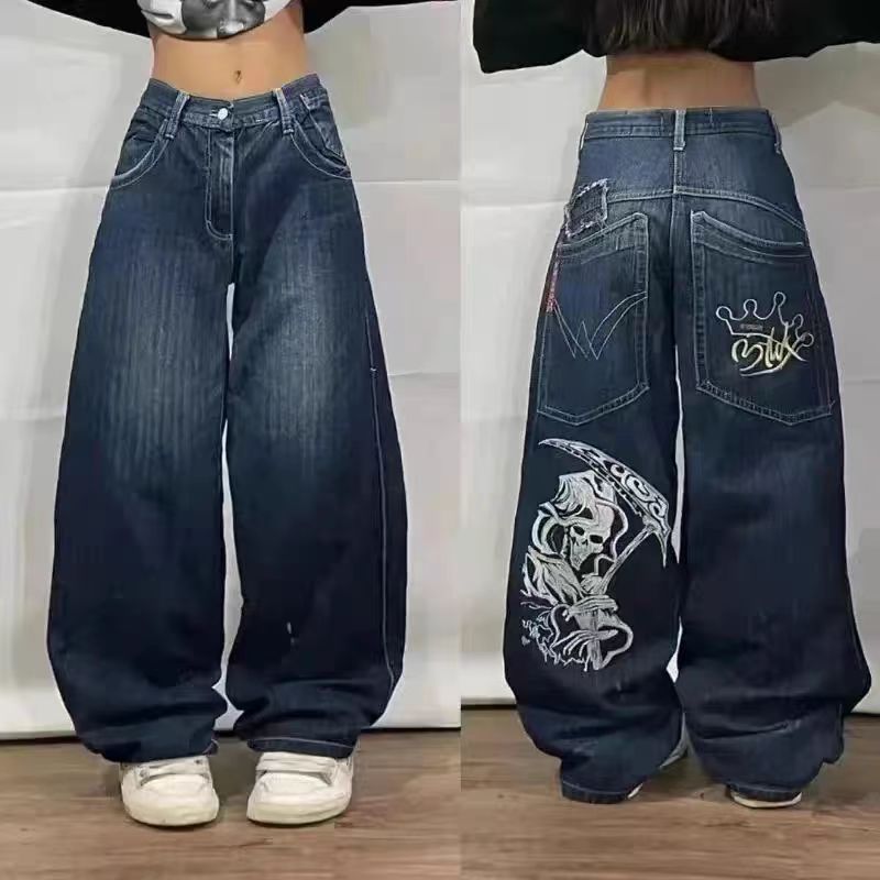 Gothic Baggy Jeans Y2K Style High Quality Retro Leisure Hip Hop Harajuku Street Clothing Mens Womens High Waist Trouser 241118