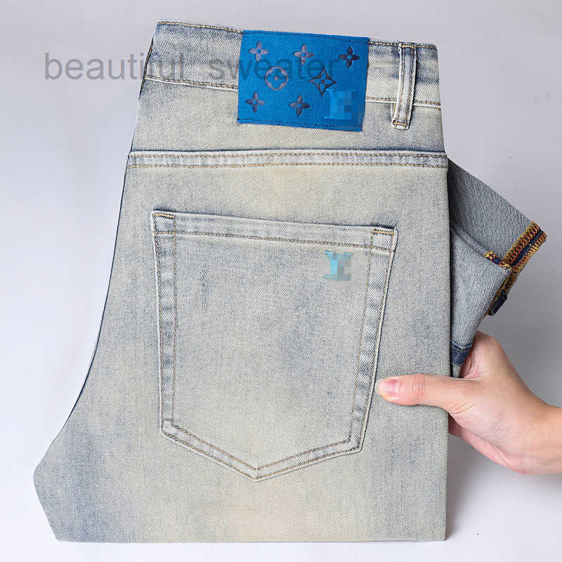 Men's Jeans designer Spring Summer Thin Gray for Men Slim Fit Straight Leg Stretchy Soft Young Luxury Brand Style E94N
