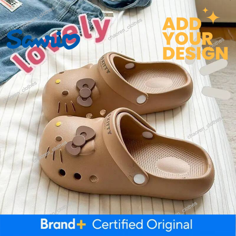 Croc Shoes Girls Hello Kitty Non-Slip Sandals For Summer New Sanrio Thick-Soled Heightening Slippers Fashionable Breathable Luxury Goods