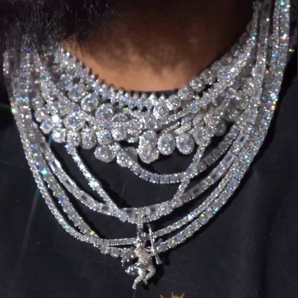 Hiphop Moissanite Tennis Chain 5MM Silver 925 Iced Out Custom Vvs Iced Out Tennis Chain