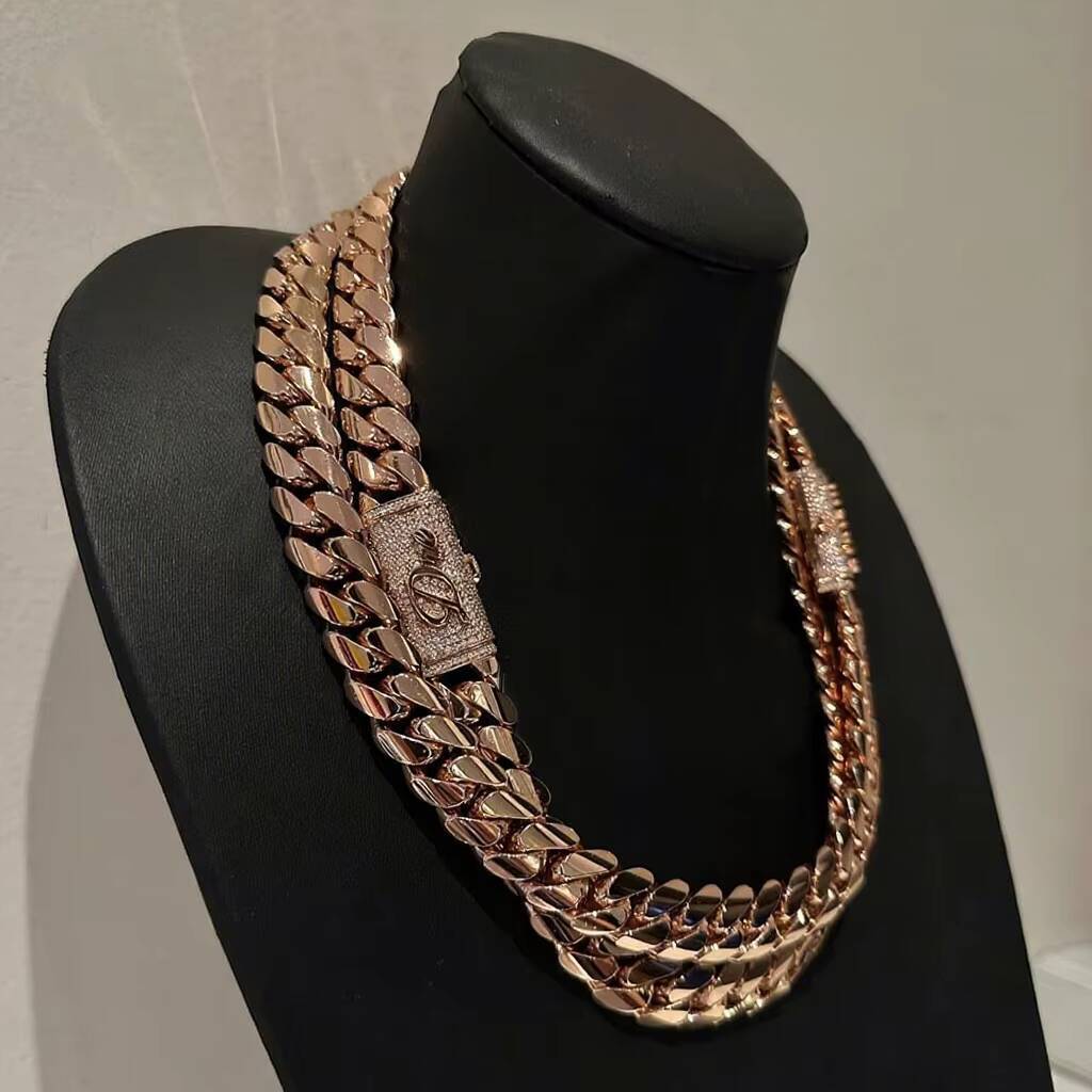 Iced Out Custom Moissanite Clasp 20mm Solid 925 Silver Plain Hip Hop Miami Cuban Chain for Men