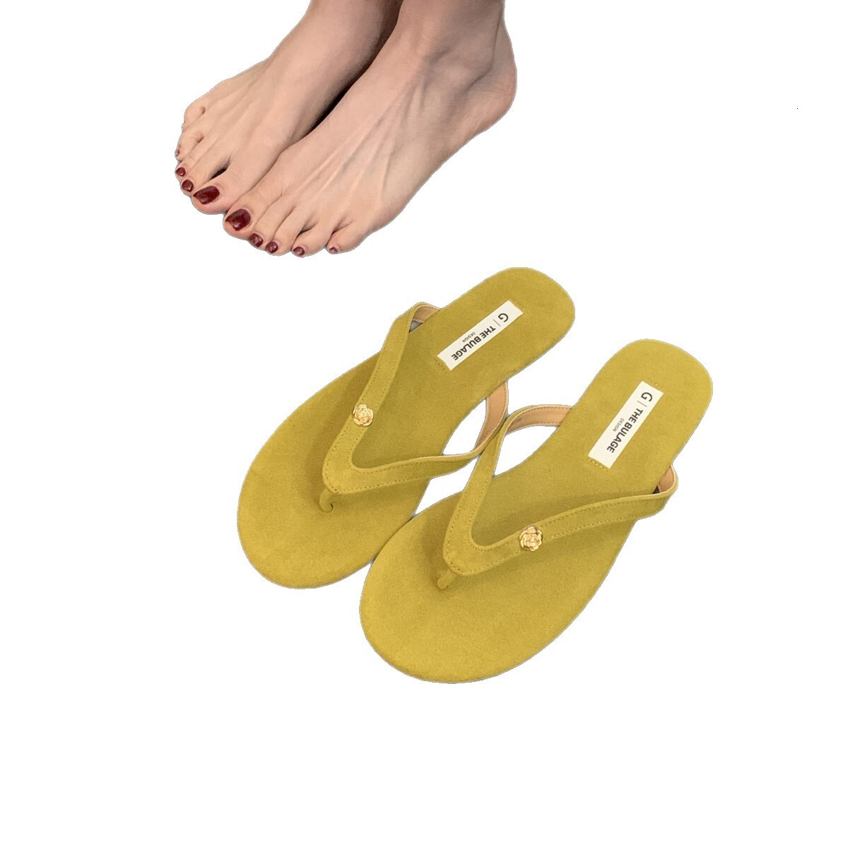 Flat-Soled Suede Flip-Flops For Outdoor Wear, Summer New Korean Style Thong Sandals, Comfortable Soft-Soled Women's Slippers