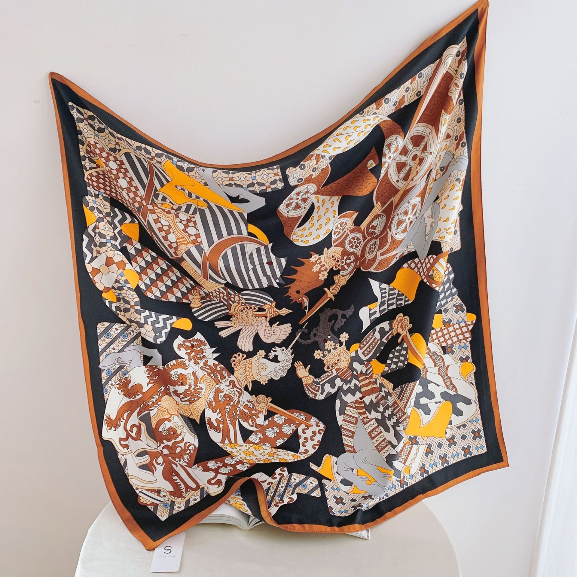 Designer Retro Silk Scarf, Premium Women's Headscarf & Shawl, Daily Home Fashion Multi-use Scarf, Elegant Gift Scarf for Women