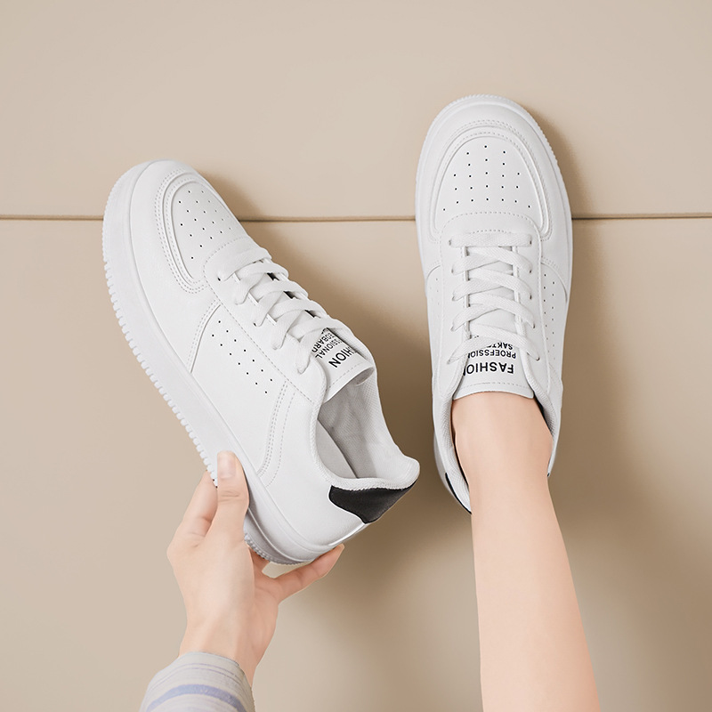 Hot selling minimalist white lace up casual low top flat sports shoes