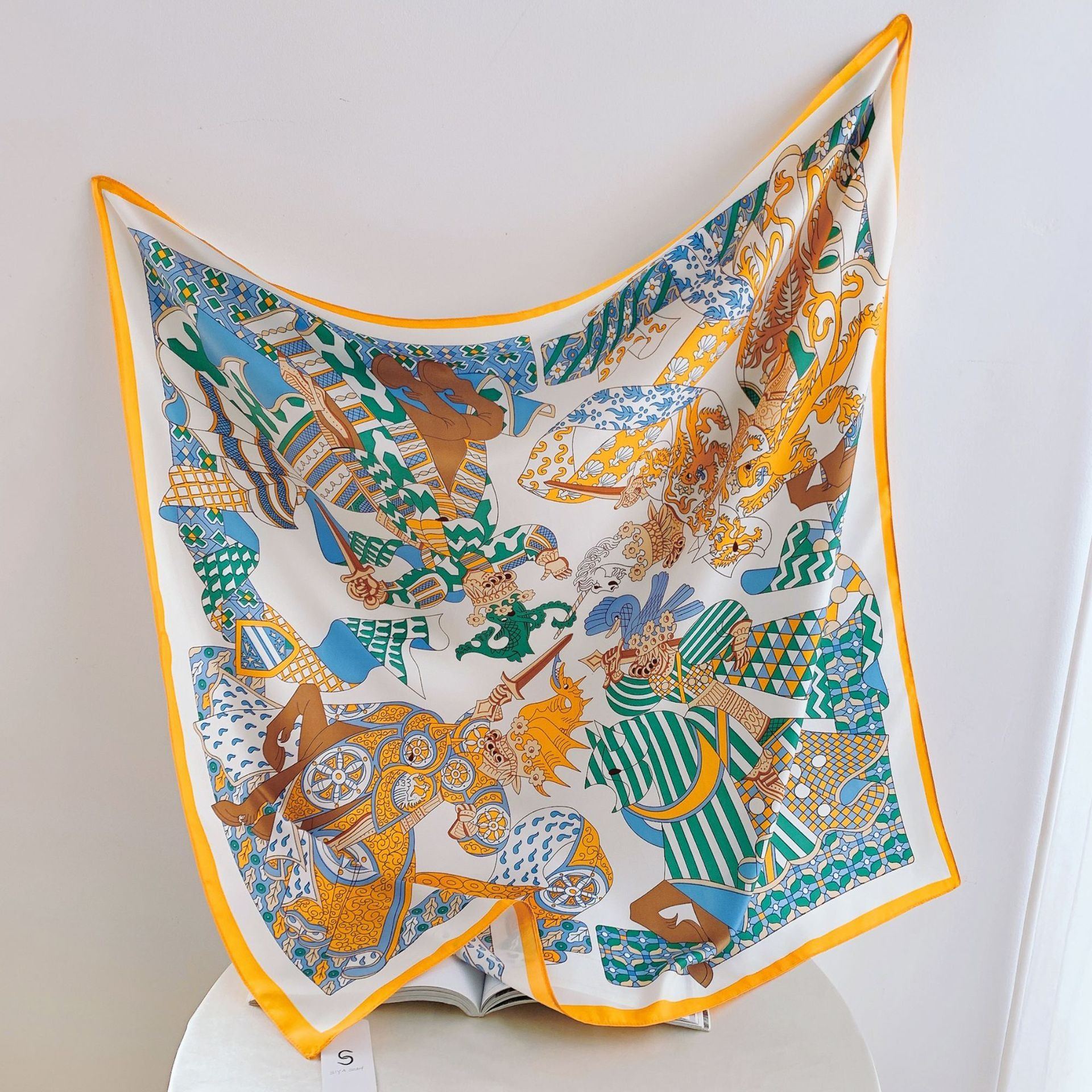 Designer Retro Silk Scarf, Premium Women's Headscarf & Shawl, Daily Home Fashion Multi-use Scarf, Elegant Gift Scarf for Women