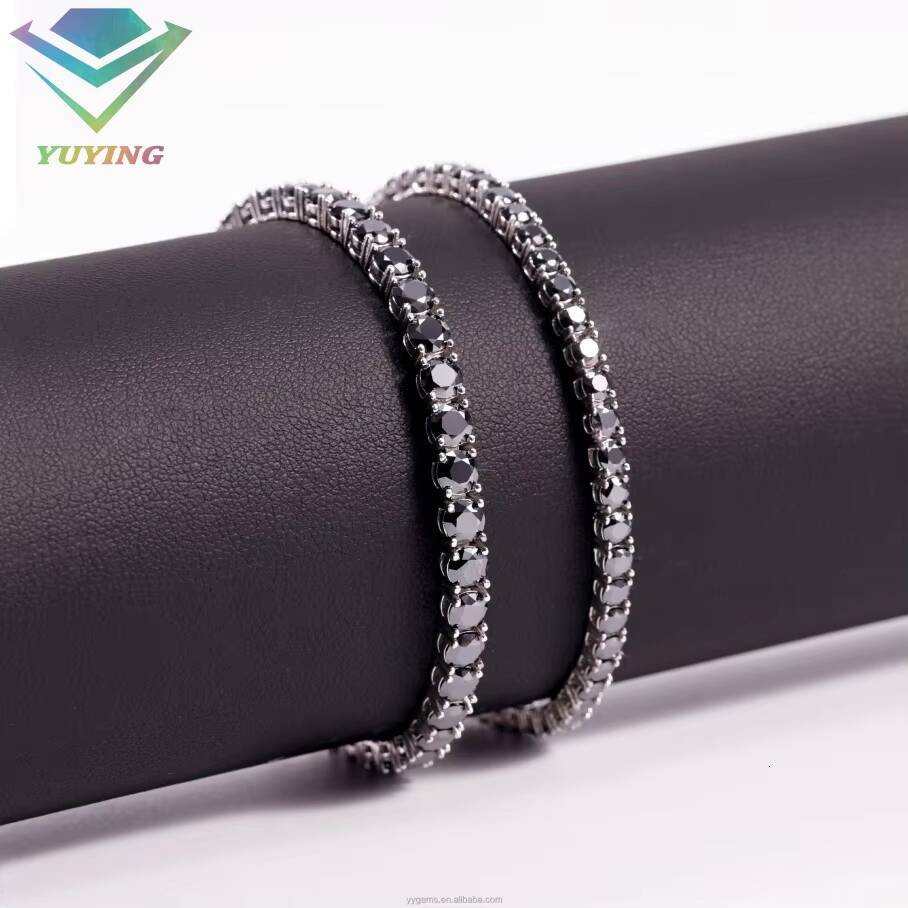 Hot Sale Mystic Black Diamond S925 Silver 2mm to 65mm Prong Setting Tennis Bracelet Tennis Chain Jewelry Bracelets