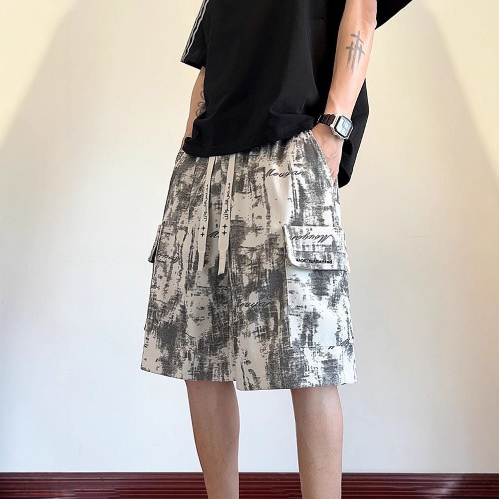 Designer Tie-dye And Embroidery Casual Beach Shorts For Men Summer Outerwear Trend American-style Luxury Loose Straight Pants Large Size Work Pants Fi