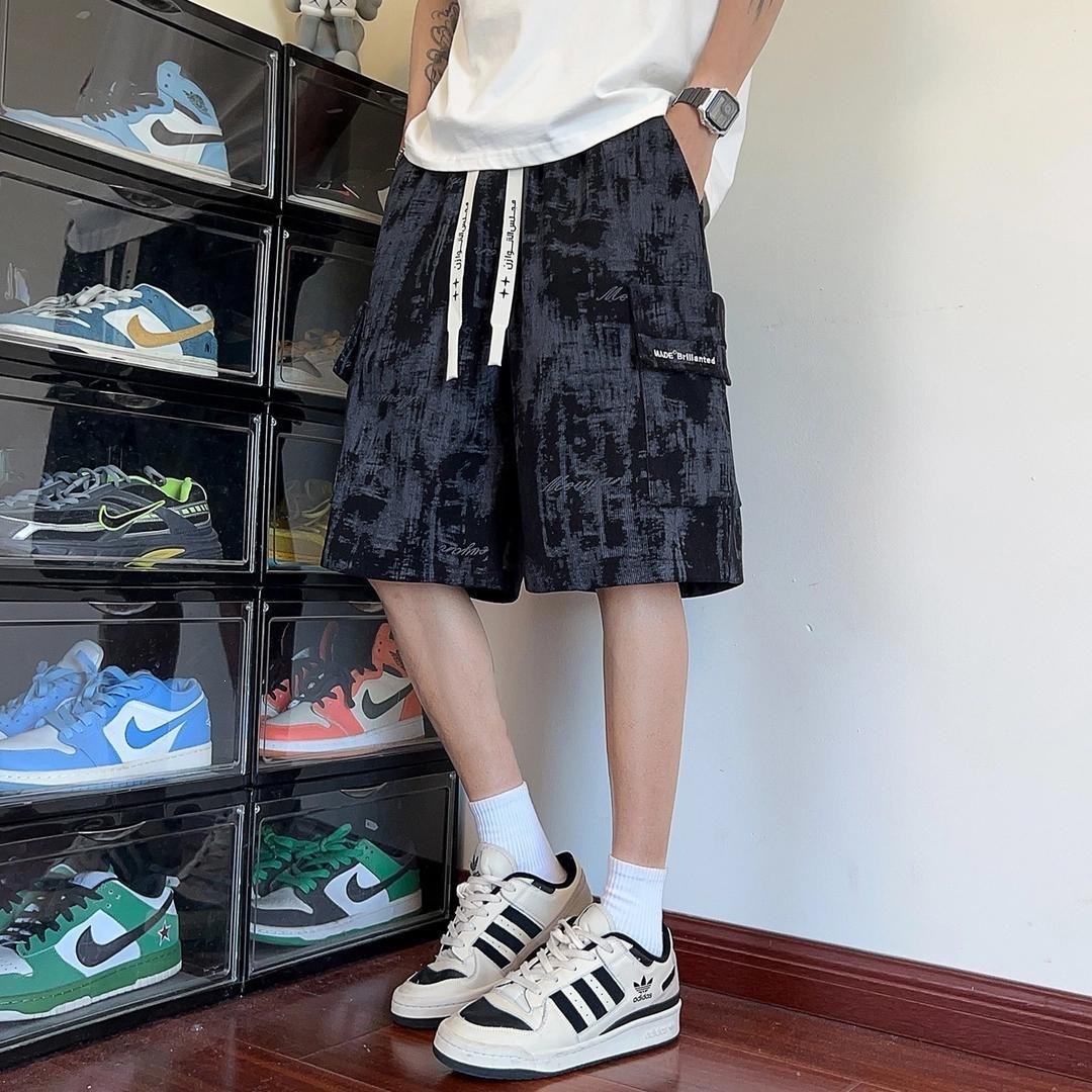 Designer Tie-dye And Embroidery Casual Beach Shorts For Men Summer Outerwear Trend American-style Luxury Loose Straight Pants Large Size Work Pants Fi
