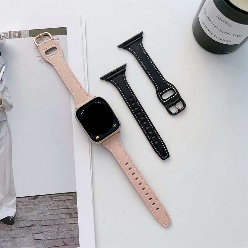 Women's Thin Microfiber Leather Strap compatible for Apple Watch - Artisan Crafted Slimming Wristband 38/40/41/42/44/45/46/49mm