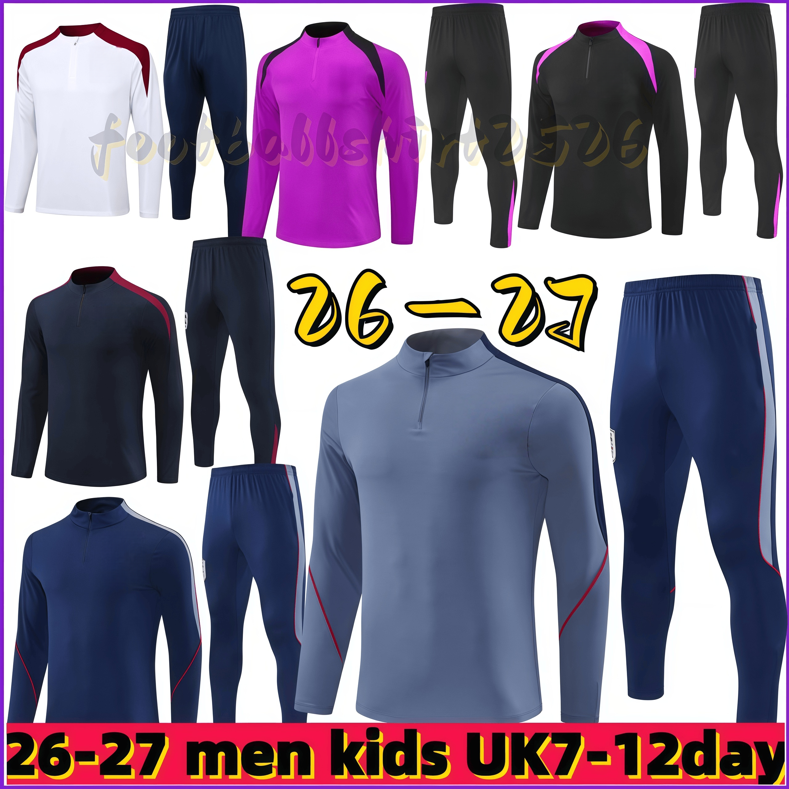26 27 England tracksuit long sleeves training suit KANE STERLING ZIYECH MOUNT FODEN 2026 cfc EnglandS kids training suit national football sets uniform KIT