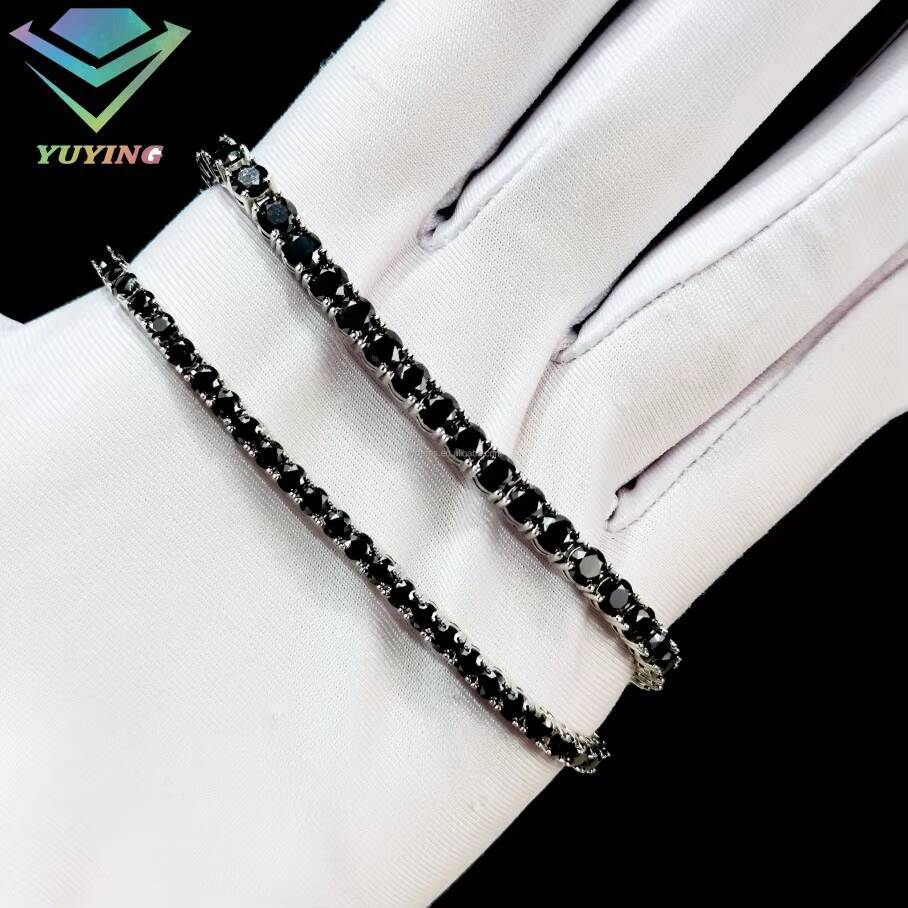 Hot Sale Mystic Black Diamond S925 Silver 2mm to 65mm Prong Setting Tennis Bracelet Tennis Chain Jewelry Bracelets