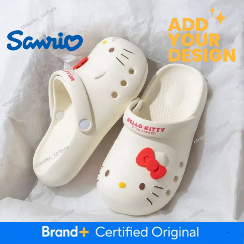 Croc Shoes Girls Hello Kitty Non-Slip Sandals For Summer New Sanrio Thick-Soled Heightening Slippers Fashionable Breathable Luxury Goods