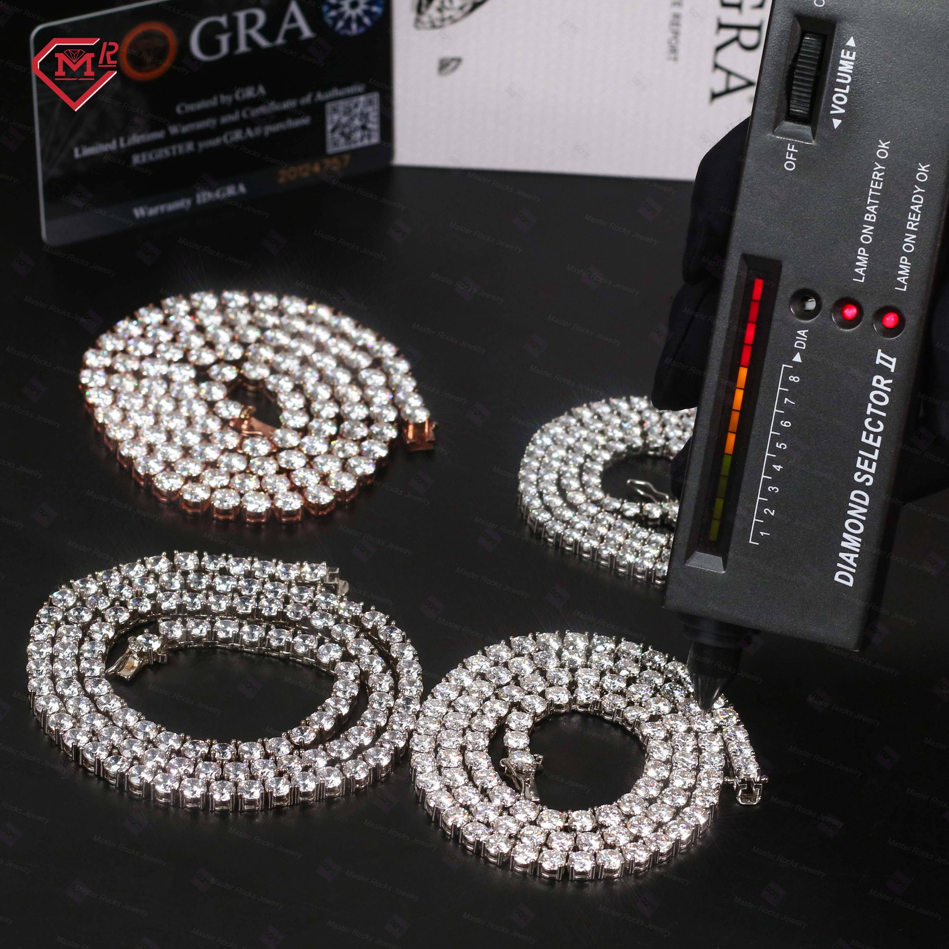 Wholesale Diamond Tennis Chain Necklace 3mm 4mm 5mm VVS Iced Out 925 Silver Fine Jewelry Moissanite Tennis Chain