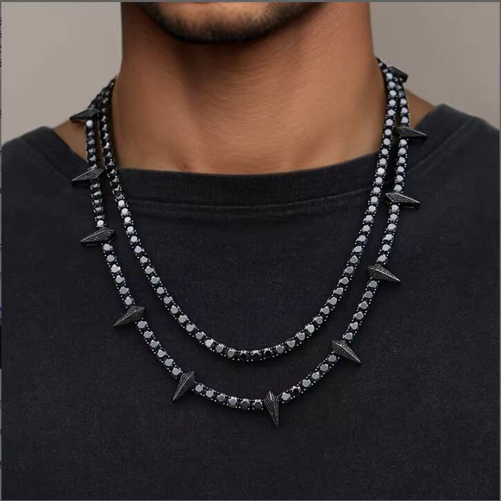 20MM-65MM Black Moissanite Tennis Chain Necklace 925 Silver 18K Gold Plated Iced Out Hip Hop Custom Jewelry Necklace