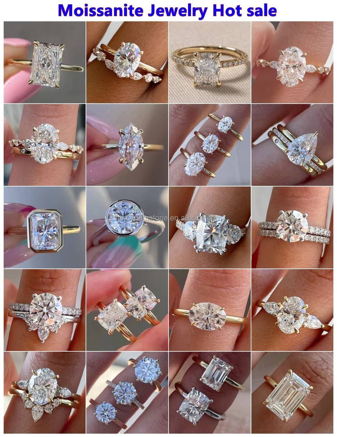 2026 Hot Selling 925 Silver Full Diamond Ring Band 5CT 9x11mm Radiant Emerald Moissanite Diamond Rings with Luxury Design