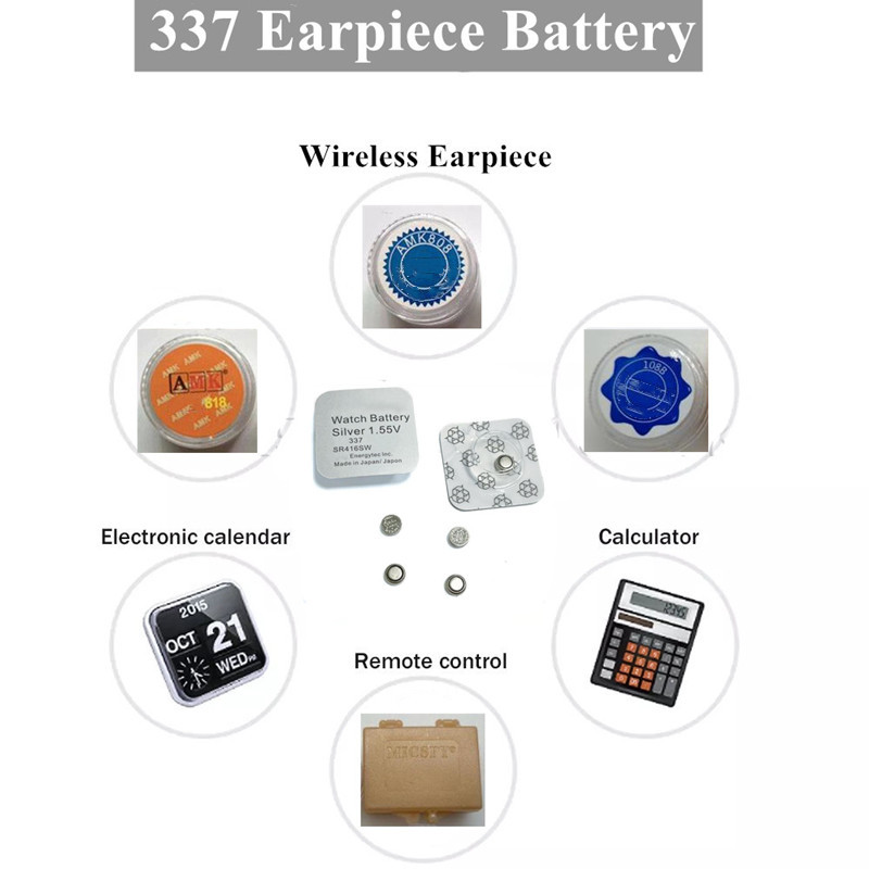 Original 337 battery for invisible earpiece SR416SW button battery 1.55V coin cell batteries use for AMK808 AMK818 108B 108A 218 A680 A780 earphone