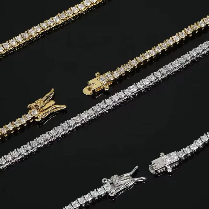 Wholesale 2mm 3mm 4mm 5mm 65mm Hip Hop Jewelry 925 Sterling Silver Tennis Chain Iced Out Moissanite Tennis Chain Necklace
