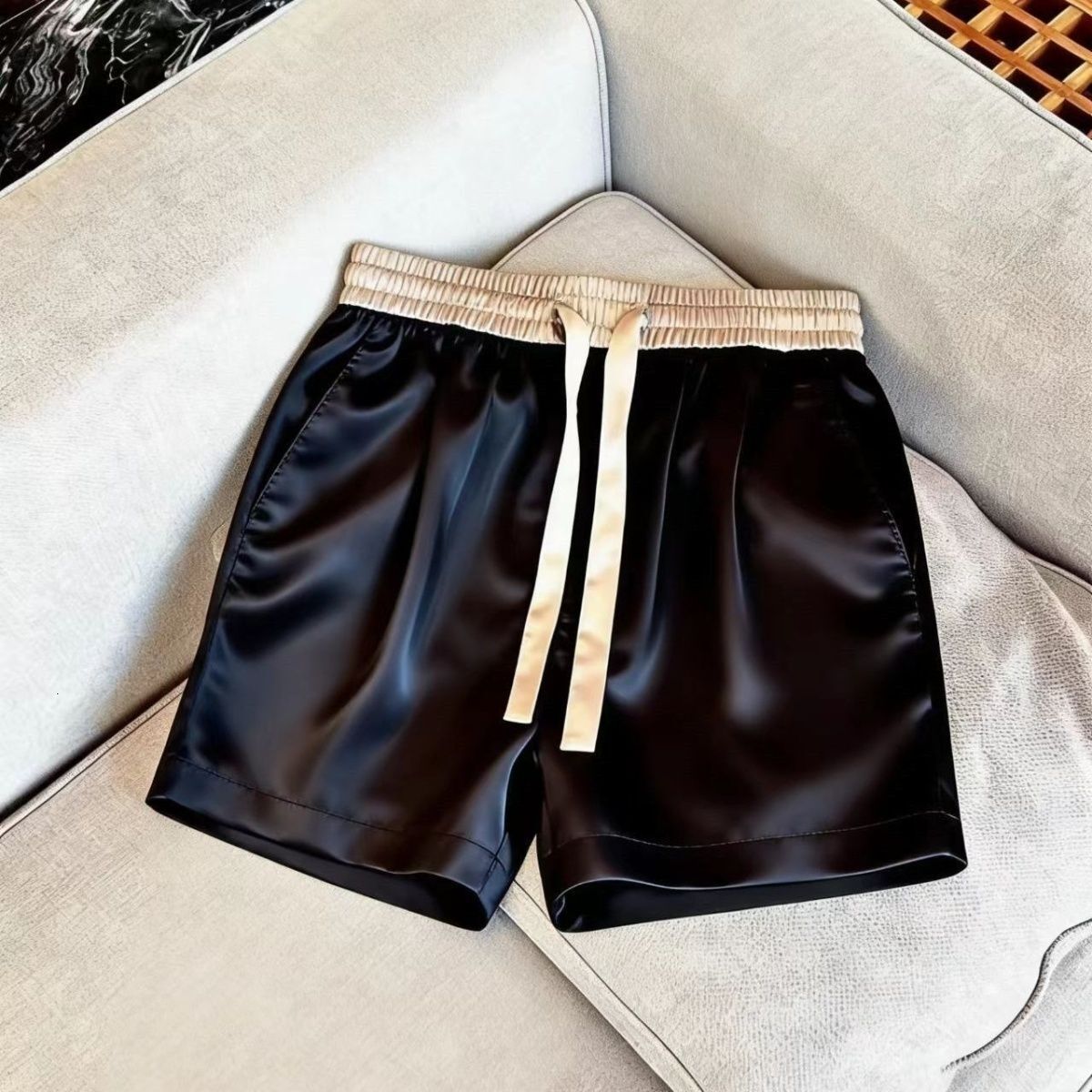 2026 Designer Style Summer Luxurious Fashion Acrylic Satin Shorts For Men - Soft And Comfortable Straight Five-piece Pants For Couples - High-class Co