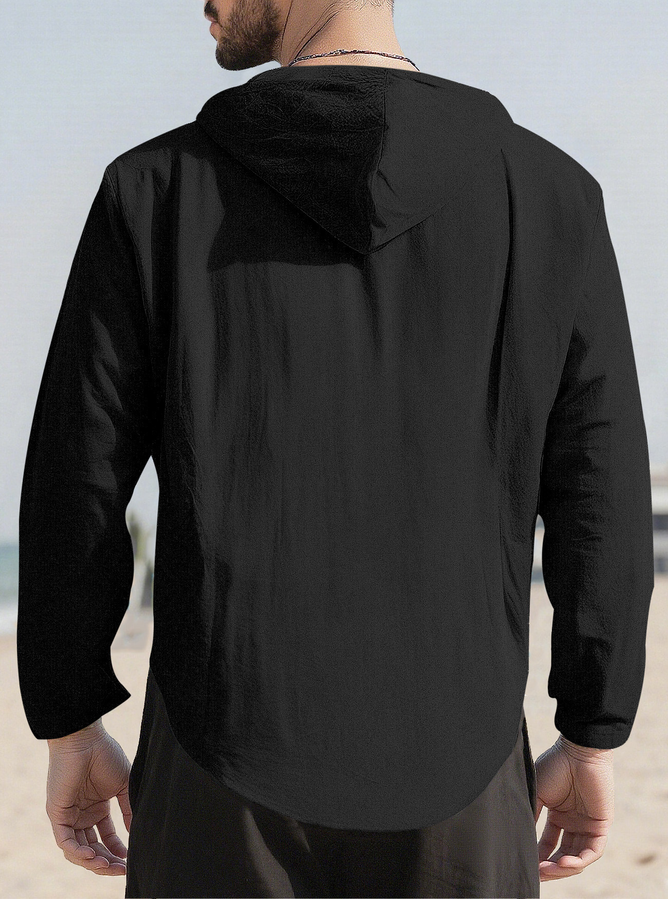 Luxury Brand Designer Men Cotton Linen Hooded Long Sleeve Casual Loose Beach Shirt Fashion Versatile Streetwear Comfortable Stylish Breathable Trendy