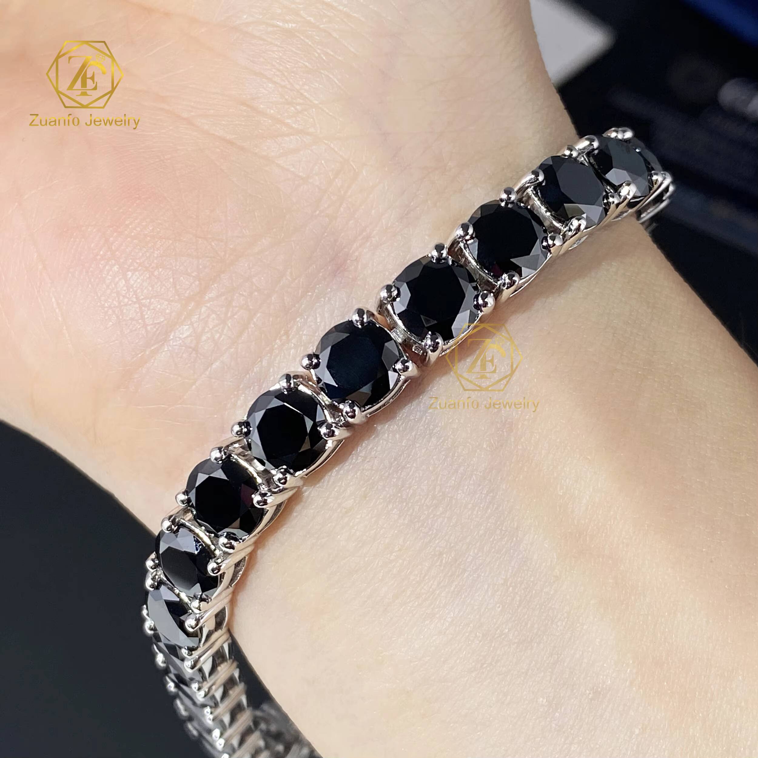 Custom Fine Jewelry 2mm 3mm 4mm 5mm 65mm VVS Moissanite Tennis Chain Bracelets 925 Silver Black Moissanite Tennis Necklace